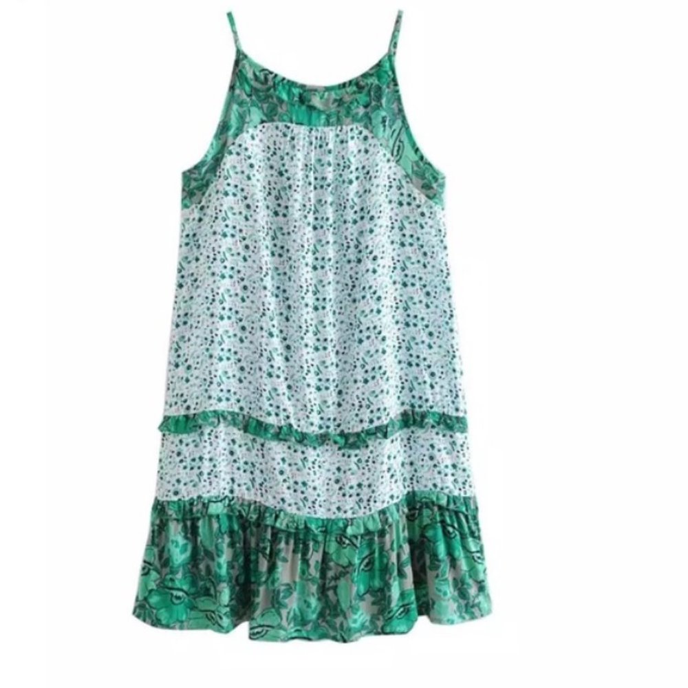 Summer Beach Coverup Spaghetti Strap Dress Green